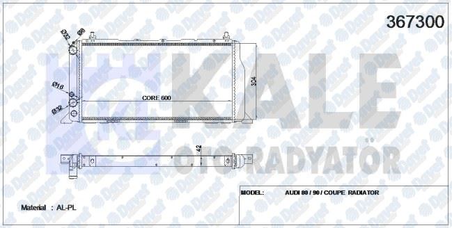 KALE 367300 Su Radyatoru Audi 80/90-Coupe (600x304x42) (Al/Pl) (Manuel)